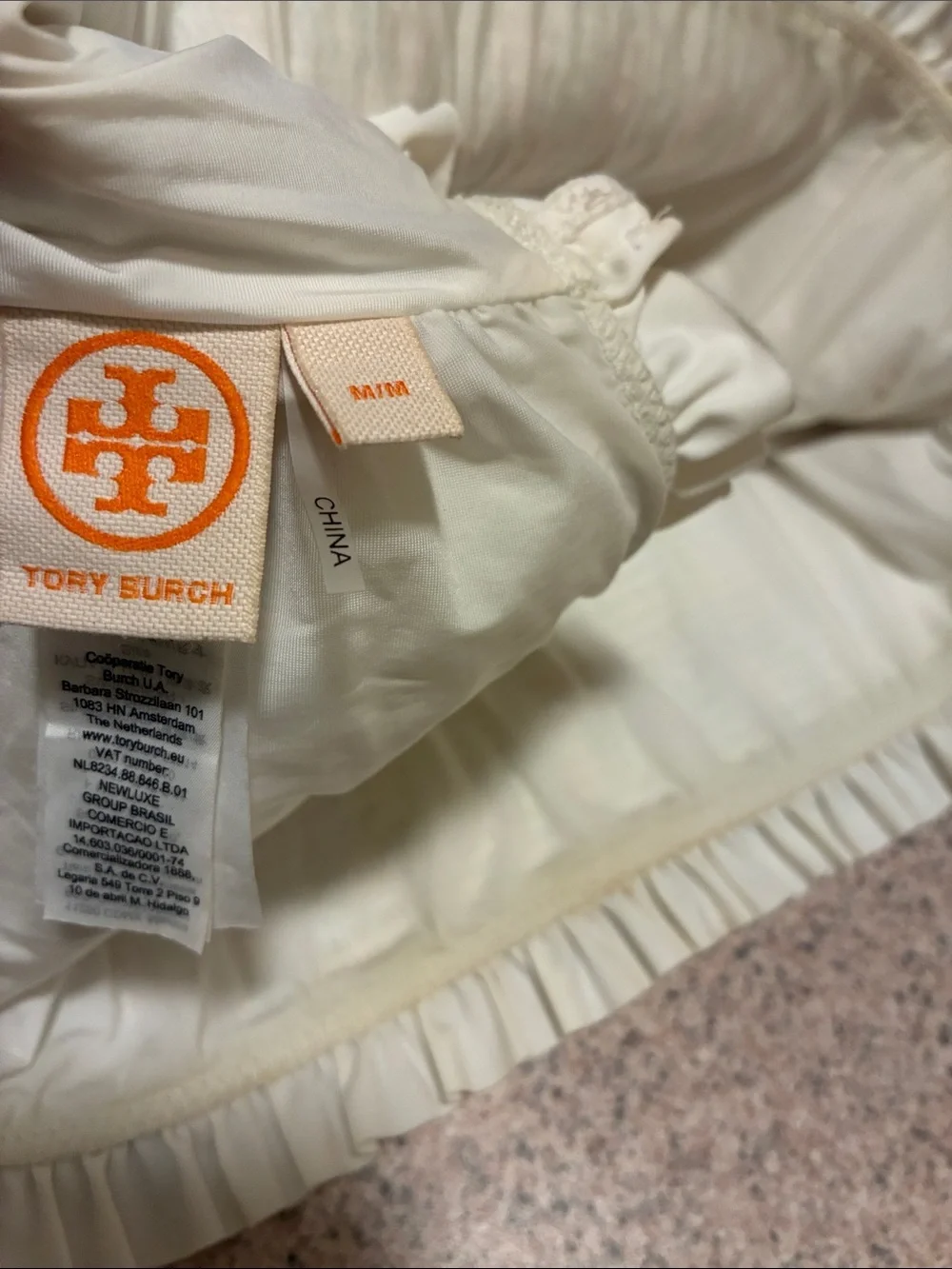 Tory Burch Cream Strapless One-Piece with Multicolor Embroidered Pattern